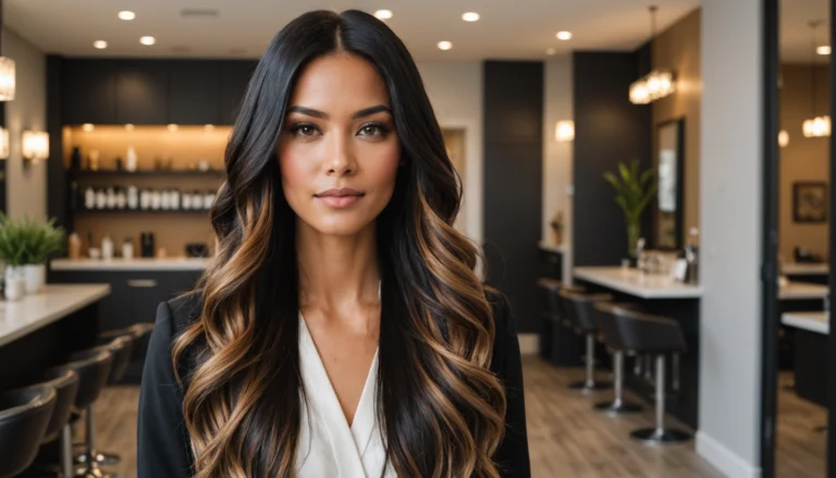 balayage cheveux noirs avant apres