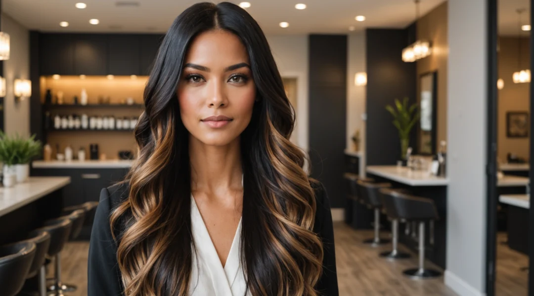 balayage cheveux noirs avant apres